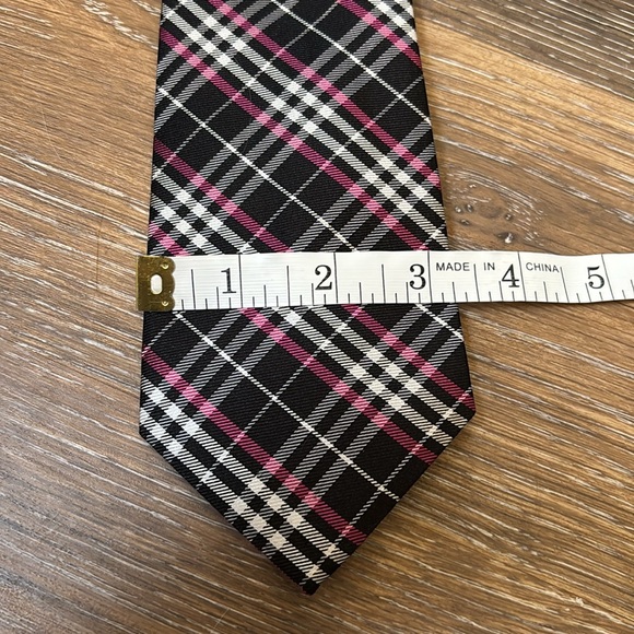 Ralph Lauren men’s tie black pink and white plaid - Picture 6 of 7